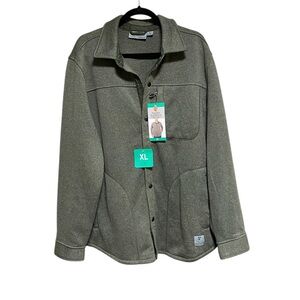 Rugged Elements Sweater Fleece Over Shirt, Snap Up Jacket, Green, Men's XL, NEW